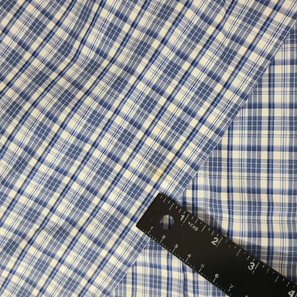 Banana Republic Shirt Men XL Blue Plaid Grant Fit 120s Supima Cotton Button Up *
